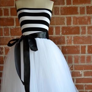 Fun Custom dress striped cotton tube style top and a flowy tulle lined white